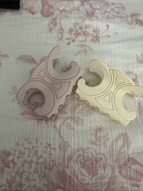 Women's Pastel Hair Claw Clip Set - Pink and Cream